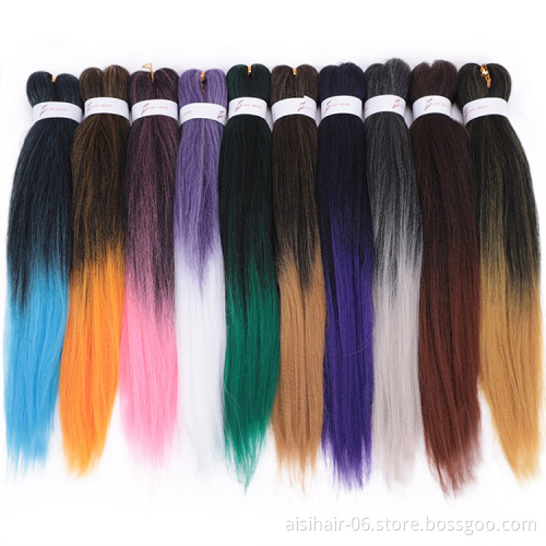 Aisi Beauty Manufacturer Vendor Ombre Color Yaki Straight Jumbo Easy Fiber For Black Women Pre Stretched Synthetic Braiding Hair